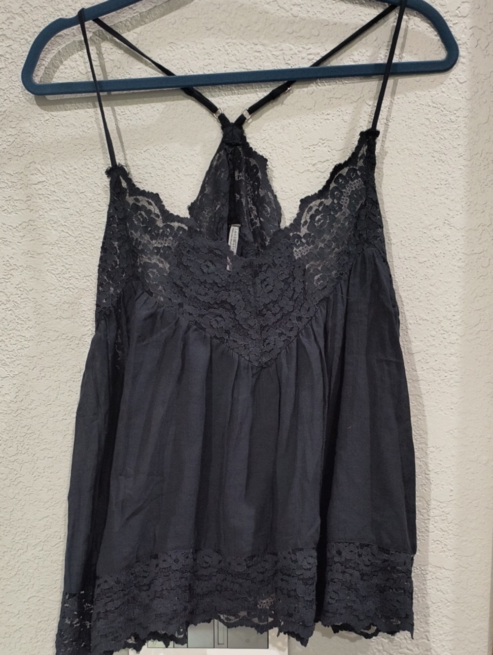 Free People Black Lace-Trim Racerback Camisole
